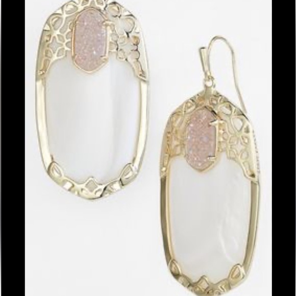Kendra Scott druzy pink and white drop earrings - Picture 4 of 4